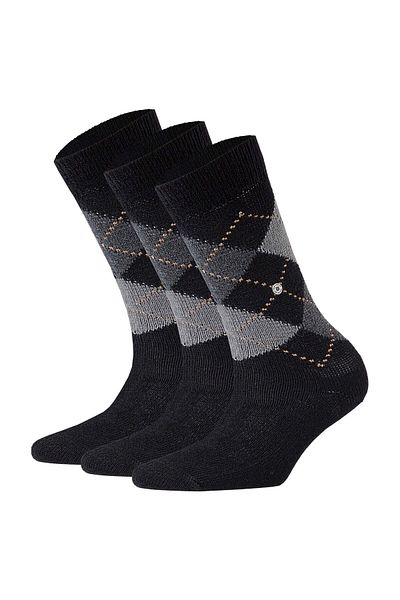 Burlington Damen Socken WHITBY 3er Pack – Kurzstrumpf, Rautenmuster, Einheitsgröße, 36–41