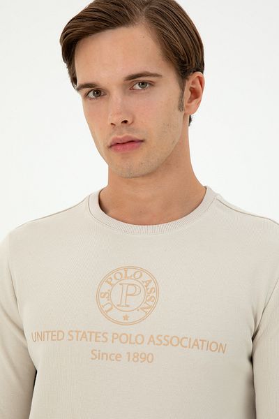U.S. Polo Assn. Men's Regular Fit Crew Neck Stone Sweatshirt 50293424 -Vr049