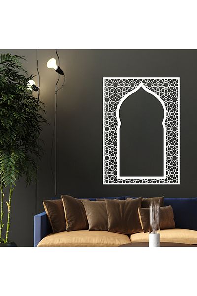 DECOVIENO Decor de perete din metal pentru altar, cadru de perete din metal pentru altar, decor de perete din metal (74 CM X 53 CM)
