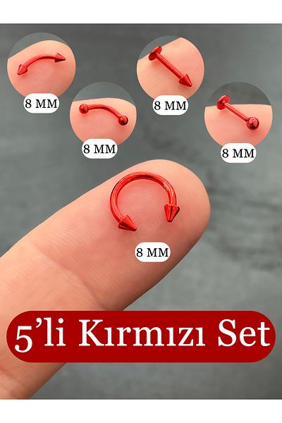 Karınca Piercing Red Piercing Set of 5