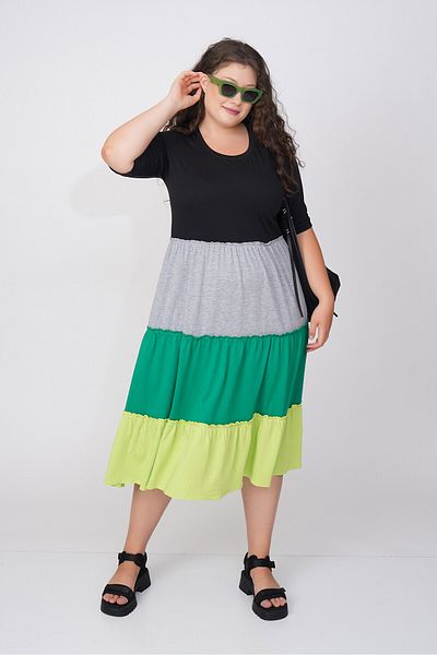 Büyük Moda RENGARENK LAYERED COTTON DRESS