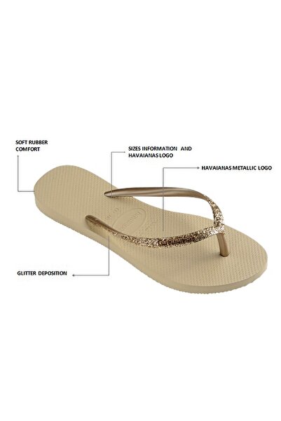 Havaianas Γυναικείες μπεζ παντόφλες Slim Glitter II - 4146975
