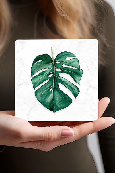 Pinecone Minimalist Abstract, Leaf Stone Coaster Desktop Protective Coaster Set of 4 10x10cm Sc428