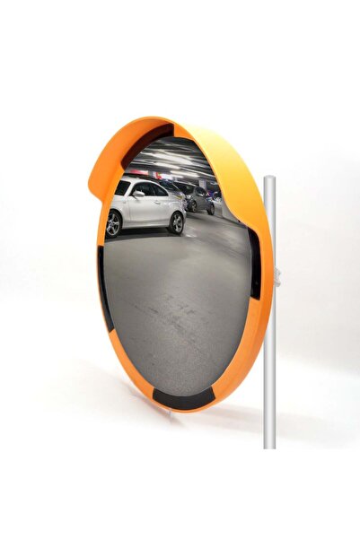İleri Trafik Trafik Güvenlik Aynası 60 cm Sarı-Siyah ve 2 m Galvaniz Flanşlı ...