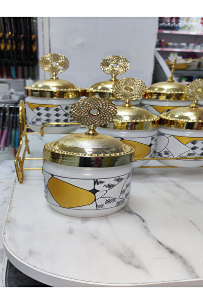 NZM Art Design Baharatlık Takımı 8'li Cam Kavanoz, Metal Stand