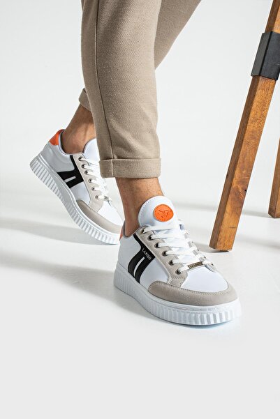 L.A Polo 509 White Black Orange Color White Sole Lace-up Daily Men's Sports Shoes