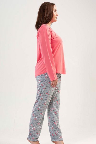 VİENETTA Women's Plus Size Long Sleeve Pajama Set, 204179