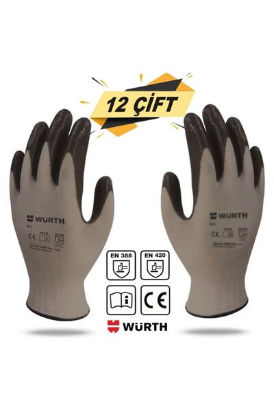 Würth Würth Nitril Kaplama Sanayi Iş Usta Eldiveni Teknisyen Mekanikçi Koruyucu Eldiven No:10/xl (12 ÇİFT)