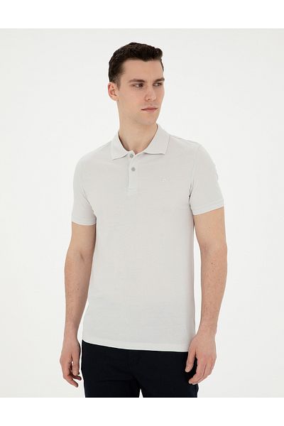 Pierre Cardin Ανοιχτό γκρι Slim Fit Basic T-Shirt 50291625 -VR001