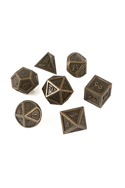 Choice Bronze 7PCS Metal Polyhedral DND Dice Bronze DND Game Dice for RPG Dun...