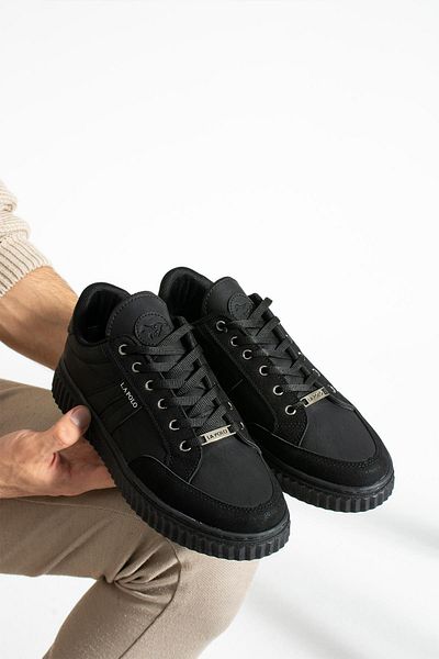 L.A Polo 509 Black Color Black Sole Lace Up Casual Men's Sports Shoes