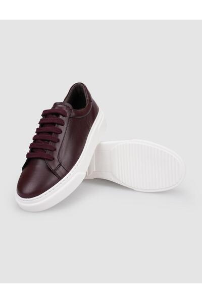 Cabani 100% Genuine Leather Claret Red Lace-Up Women's Sports Shoes