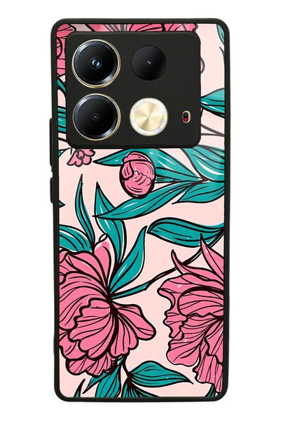 Spoyi Infinix Note 40 Glossy Phone Case with Fuchsia Flowers Design