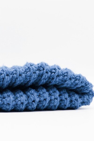 Külah Beretă de lână Blue Mohair - Tricotat manual pentru femei