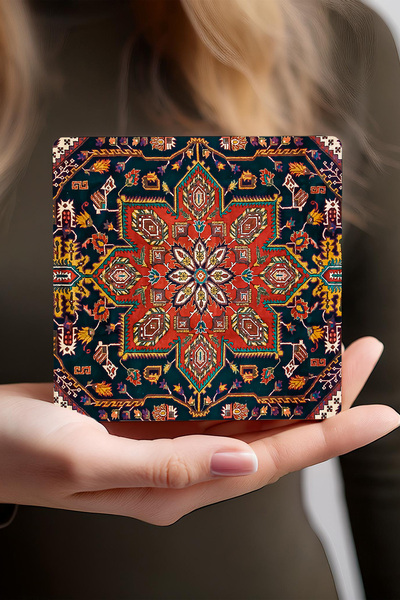 Pinecone Pattern, Chess Game, Two Musician Girls Stone Coasters Desktop Protective Coasters Set of 4 10x10cm