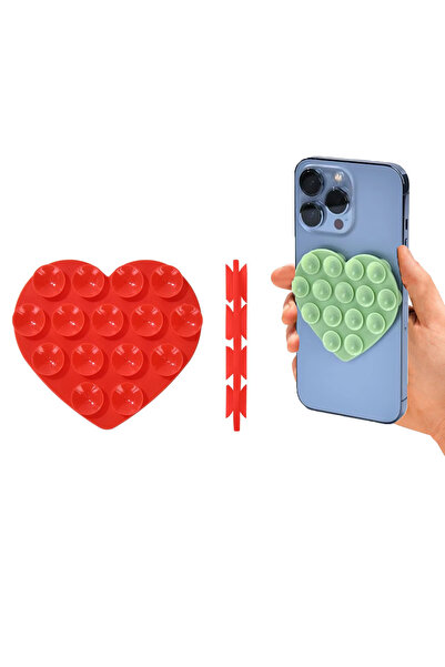 Microcase Vantuzlu Kalp Desen Silikon Cep Telefonu Sabitleme Yapıştırma Pedi AL4793