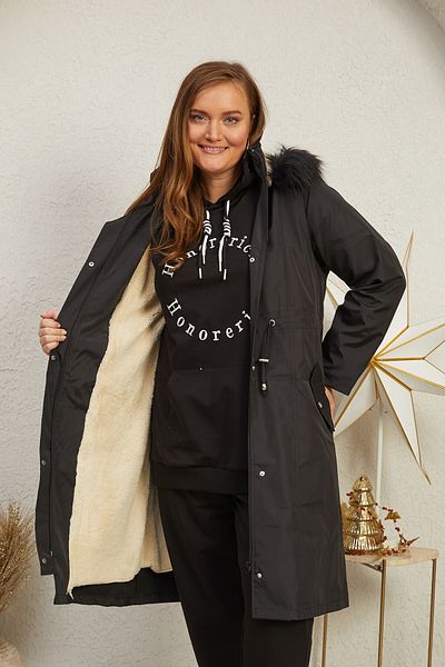Büyük Moda PARKA WITH LONG FUR Inside