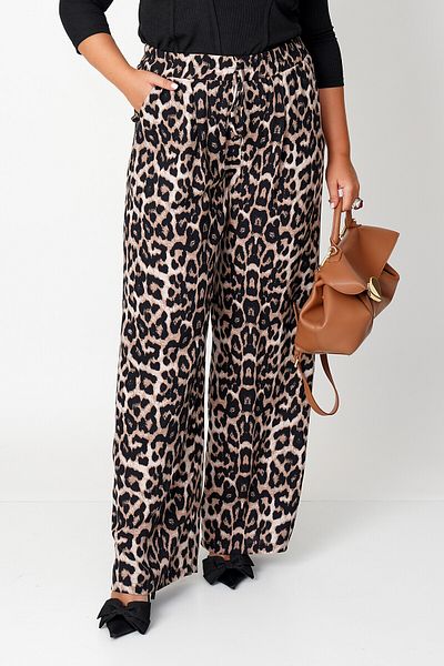 Büyük Moda Viscous Leopard Pattern Trousers