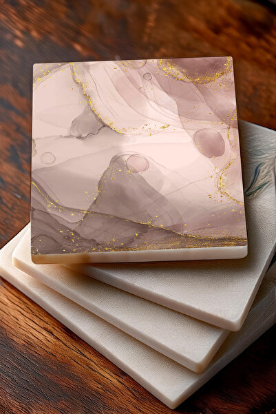 Pinecone Minimalist, Abstract Art Stone Coasters Desktop Protective Coasters Set of 4 10x10cm Sc448