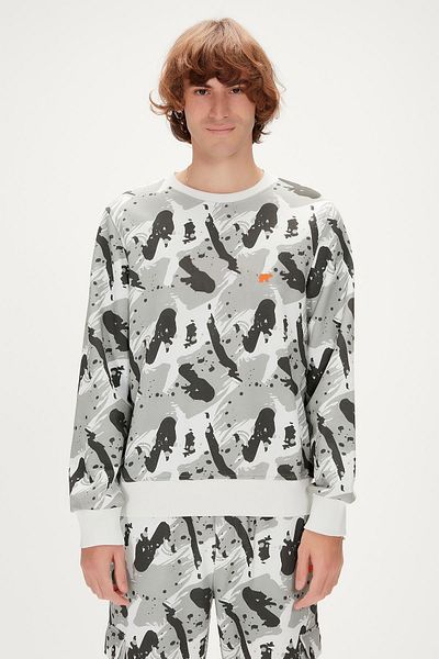 Bad Bear Hardy Crewneck Off-white White Printed Men's Sweatshirt