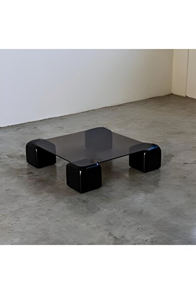 Velura Home & Living Zar Modern Ahşap & Cam Orta Sehpa- Siyah Füme (ÖZEL RENK SEÇENEKLİ)