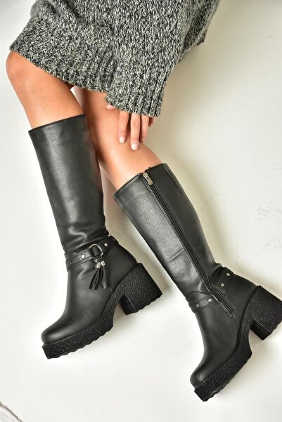 Fox Shoes تي 996224009   حذاء نسائي أسود بكعب سميك