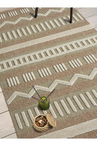 SEYRAN HALI Marakeş 676 Yeşil Kolay Temizlenen Dekoratif Bohem Sisal Jüt Hası...