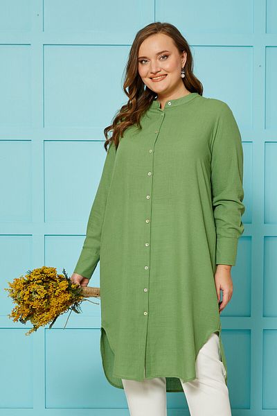 Büyük Moda Πουκάμισο με υφή λινό