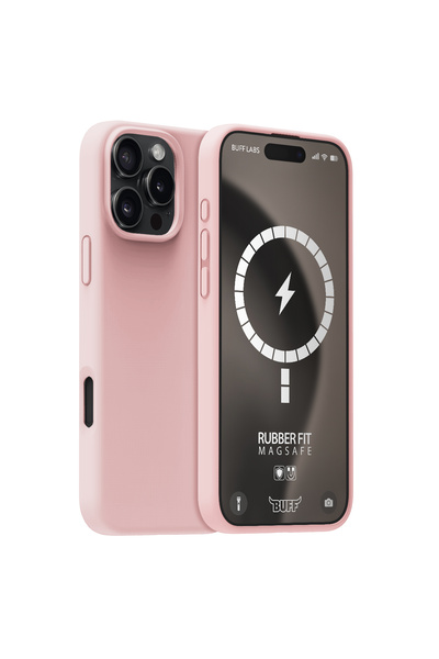 Buff iPhone 16 Pro Max MagSafe Rubber Fit Silikon Kılıf - Açık Pembe