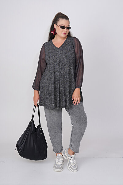 Büyük Moda V-neck Tulle Detailed Blouse