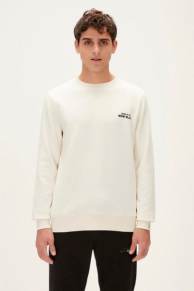 Bad Bear Re-World Recycle Marshmallow White Printed Men's Sweatshirt