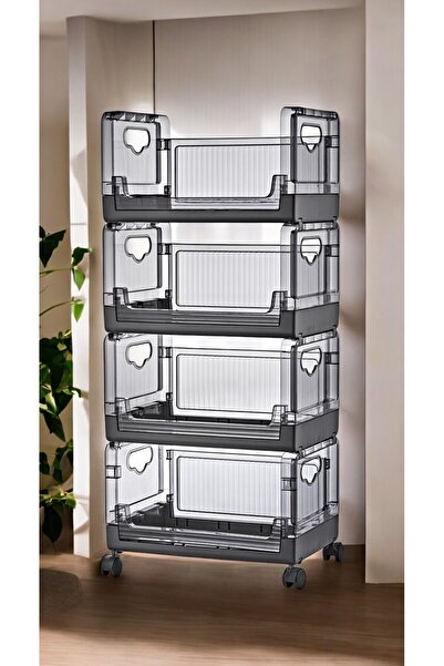 EVLE 4 Katlı Portatif Organizer Raf Beyaz