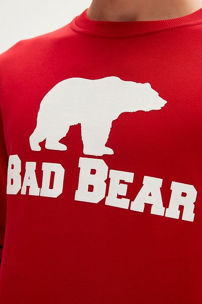 Bad Bear Crewneck Crimson Red Red Printed Men's Sweatshirt