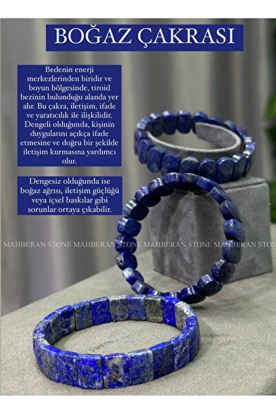 MAHBERAN STONE Özel Kesim Mavi Lapis Lazuli Doğal Taş Bileklik