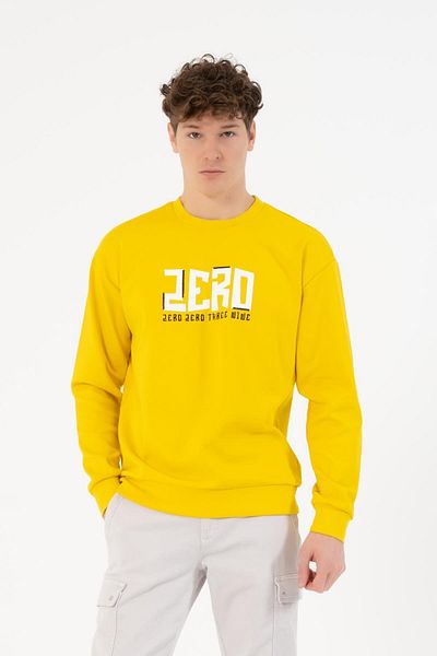 GMG FIRENZE Men's Yellow Sweatshirt - Gmg Fırenze, Stand Collar, GU23MFW08020