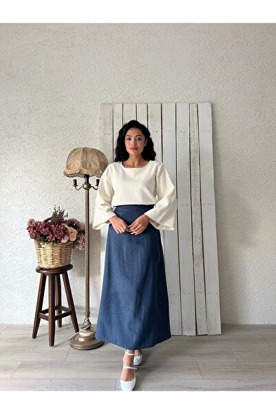 KÜÇÜĞÜM BUTİK Indigo Blue Long Skirt