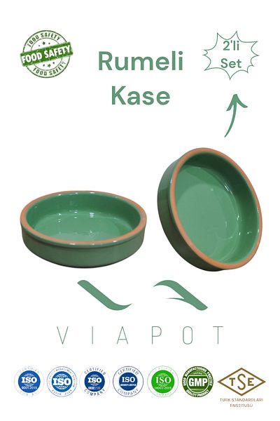 Viapot Rumeli Soil Casserole Bowl Full Glazed 2-Piece Pottery 16X4Cm 380ml