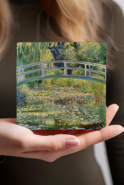 Pinecone Claude Monet Autumn, In the Garden, Woman in the Garden, Water Lily Lake Stone Coasters Set of 4 10x10cm