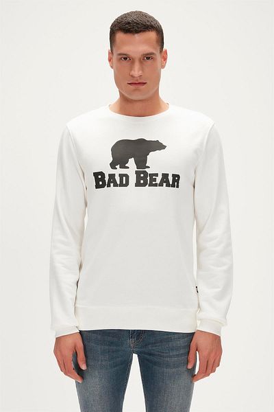 Bad Bear Crewneck Off-white White Printed Men's Sweatshirt