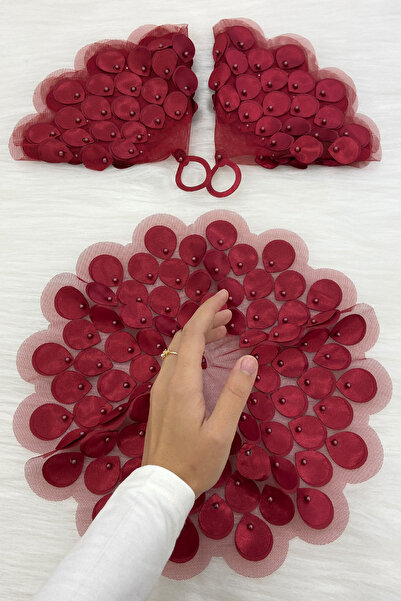 ZEYMERADE منديل عريس وعروس باللون العنابي، منديل عروس وعروس مفصل باللؤلؤ، مند...