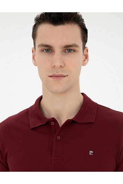 Pierre Cardin Μπορντό Slim Fit Basic T-Shirt 50291625-VR014