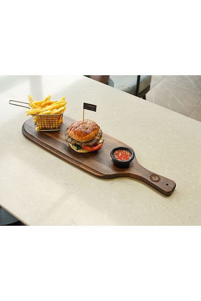Davi Ahşap Wooden Presentation Plate - Handled Design