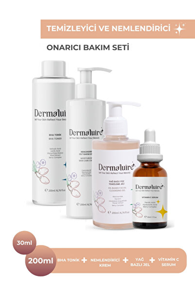 Dermaluire Temizleyici Ve Nemlendirici Bakım Seti ( Bha Tonik, Vitamin C Seru...