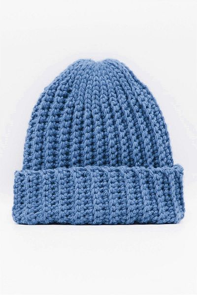 Külah Blue Mohair Wool Beret - Women's Hand Knitted