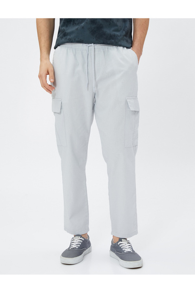 Koton Παντελόνι Cargo Blend από λινό με τσέπες και δέσιμο στη μέση