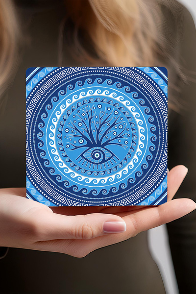 Pinecone Evil Eye Stone Coaster Desktop Protective Coaster 4 Piece Set 10x10cm Stone Coasters Sc315