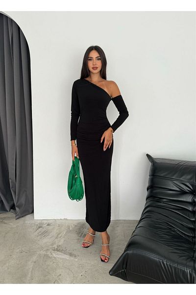 Elaxi Rochie cu umeri cu fustă din țesătură Sandy