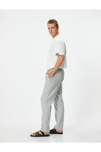Koton Pantaloni de vară din in - Chino, cu șireturi în talie și buzunare