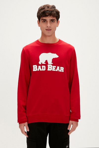 Bad Bear Crewneck Crimson Red Red Printed Men's Sweatshirt