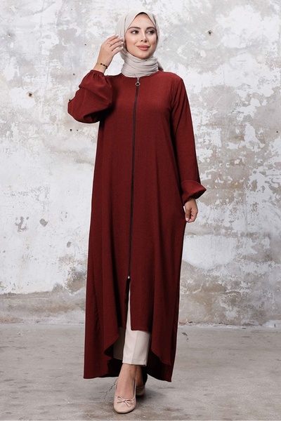 Bestenur Ferace cu fermoar asimetric 1250 - Roșu Claret